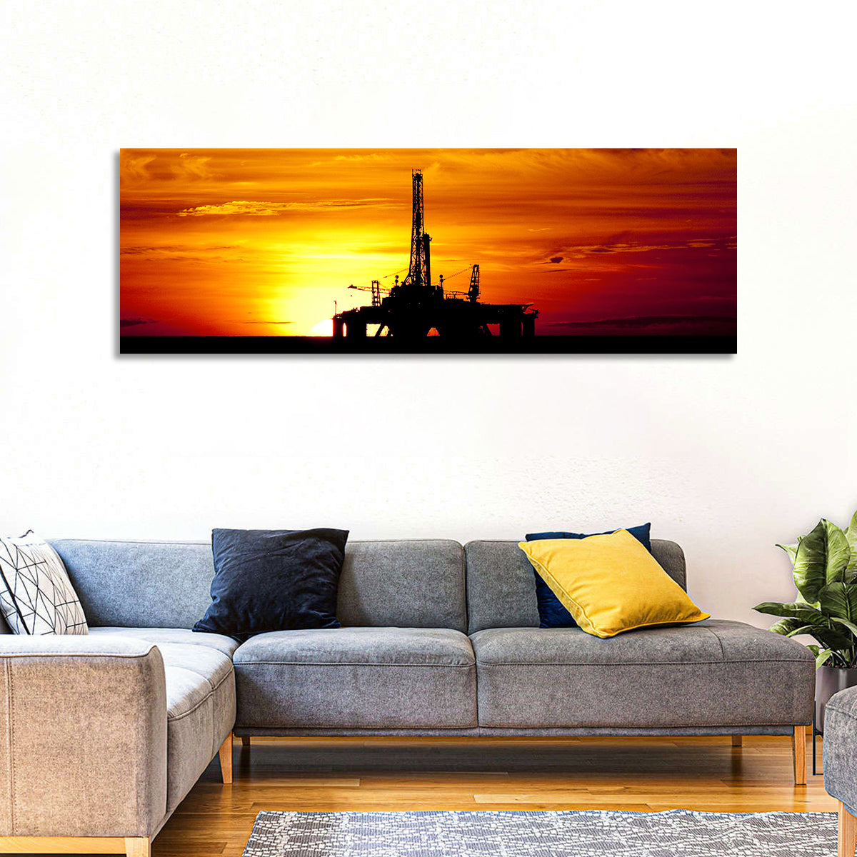 Oil Rig Sunset Wall Art