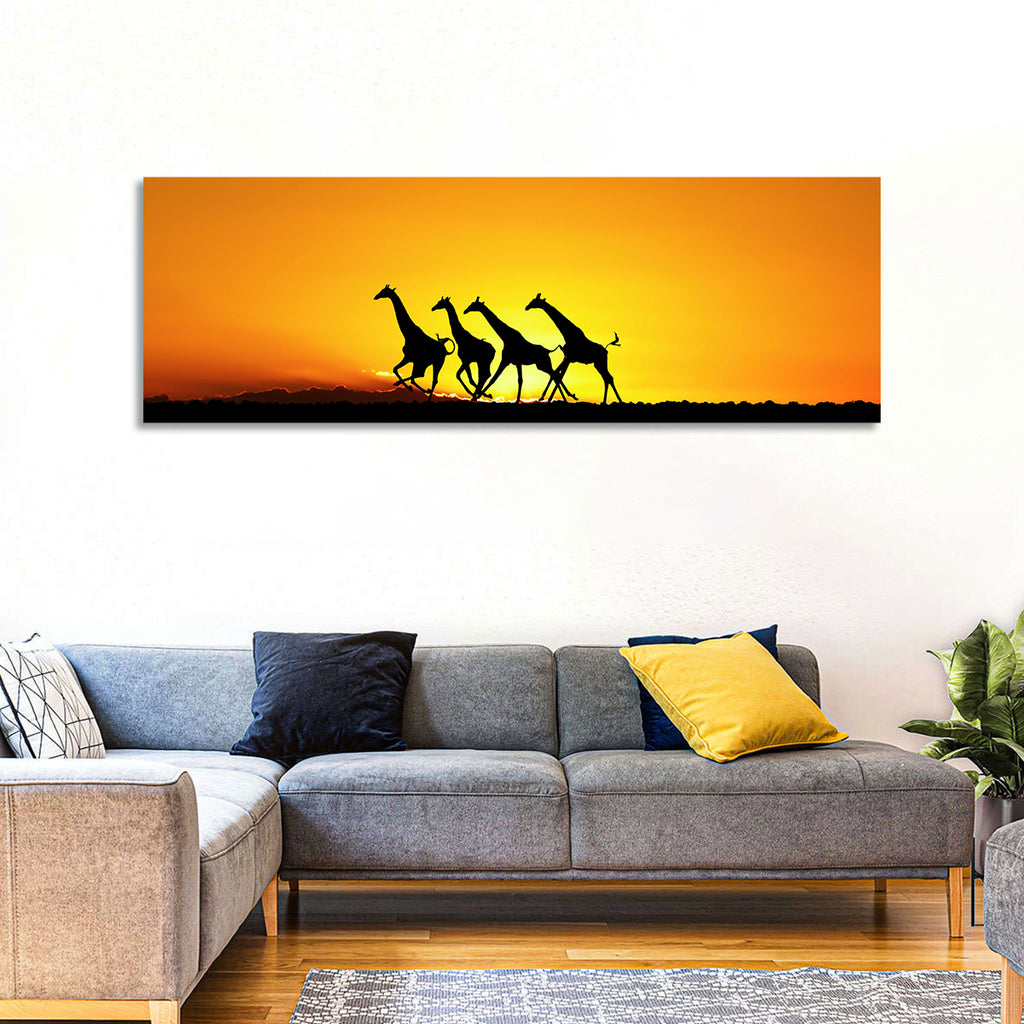 Savanna Giraffes at Sunset Wall Art