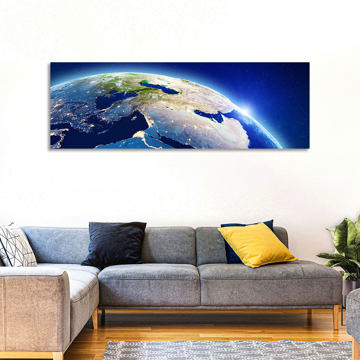 Middle East from Orbit Wall Art in a room, panoramic