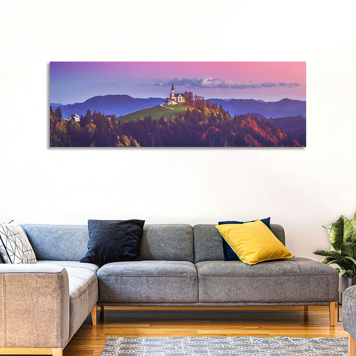 Saint Leonard Hilltop Church Wall Art in a room, panoramic