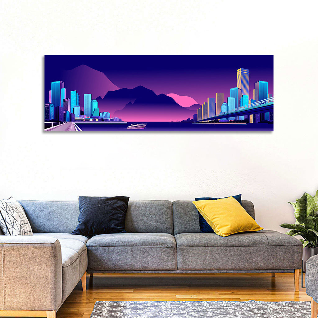 Purple Harbor Skyline Wall Art