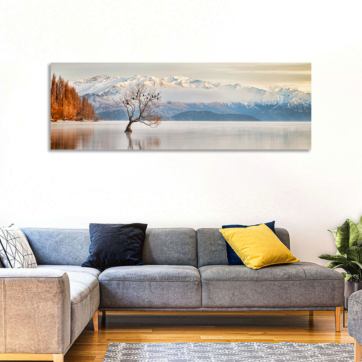 That Wanaka Tree, Lake Wanaka Wall Art in a room, panoramic