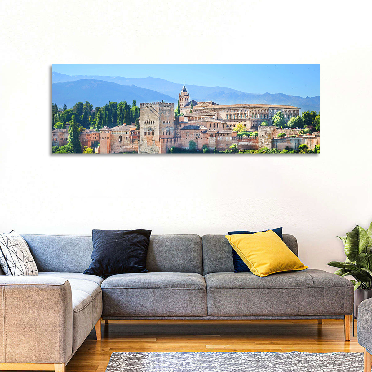 Alhambra Palace Complex Wall Art in a room, panoramic