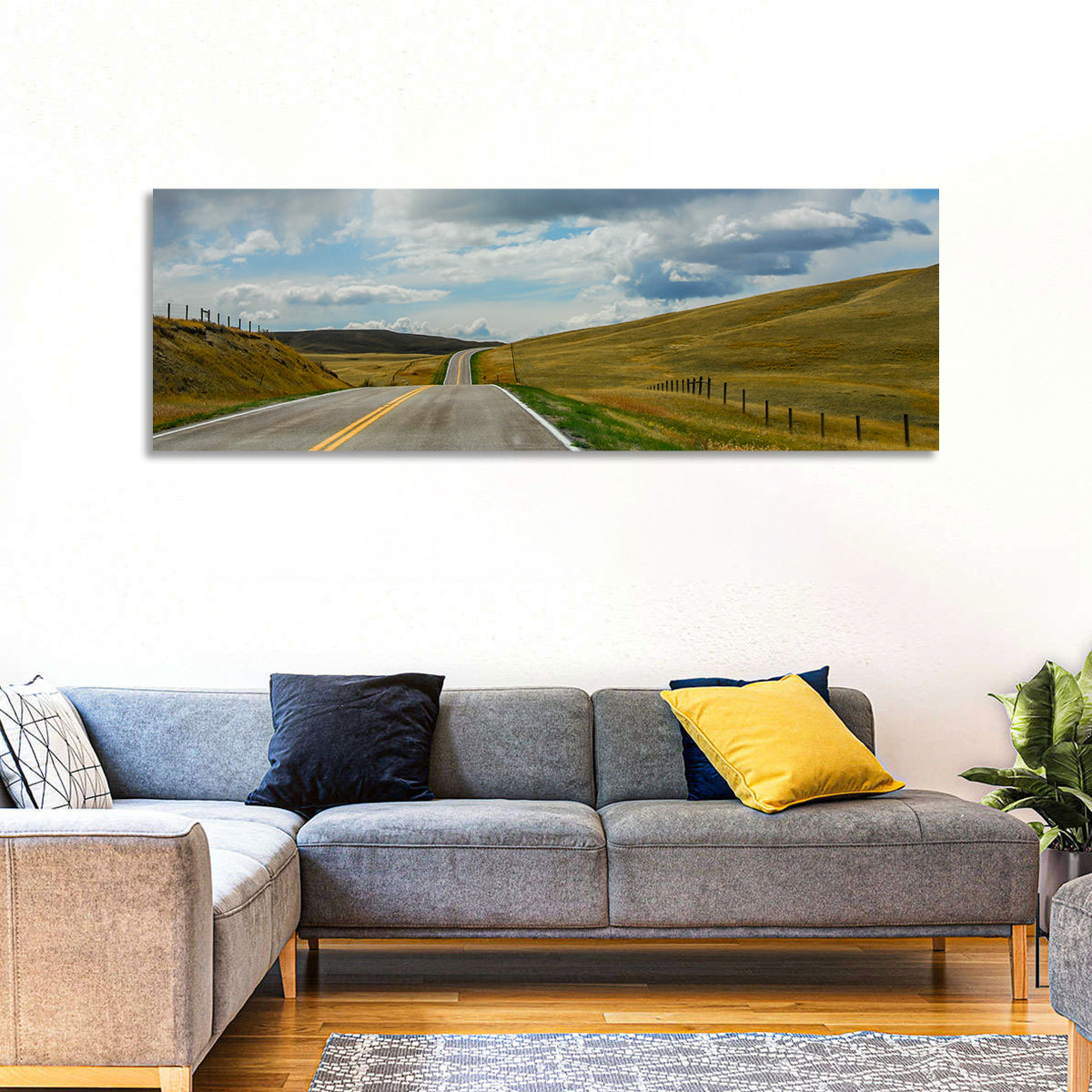 Montana Road Through Golden Hills Wall Art