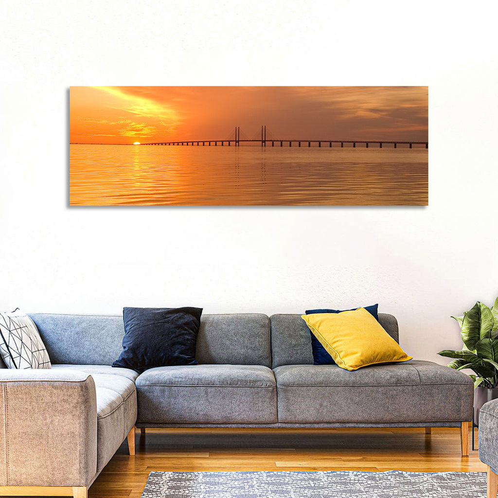 Øresund Bridge in Golden Light Wall Art