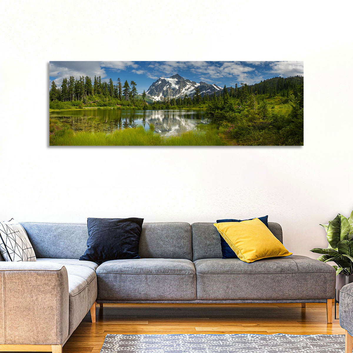 Mt Shuksan from Picture Lake Wall Art in a room, panoramic