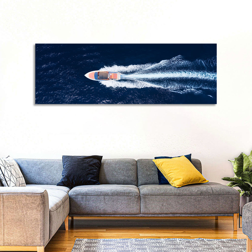 Sleek Speedboat Over Navy Sea Wall Art