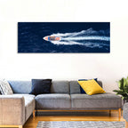 Sleek Speedboat Over Navy Sea Wall Art