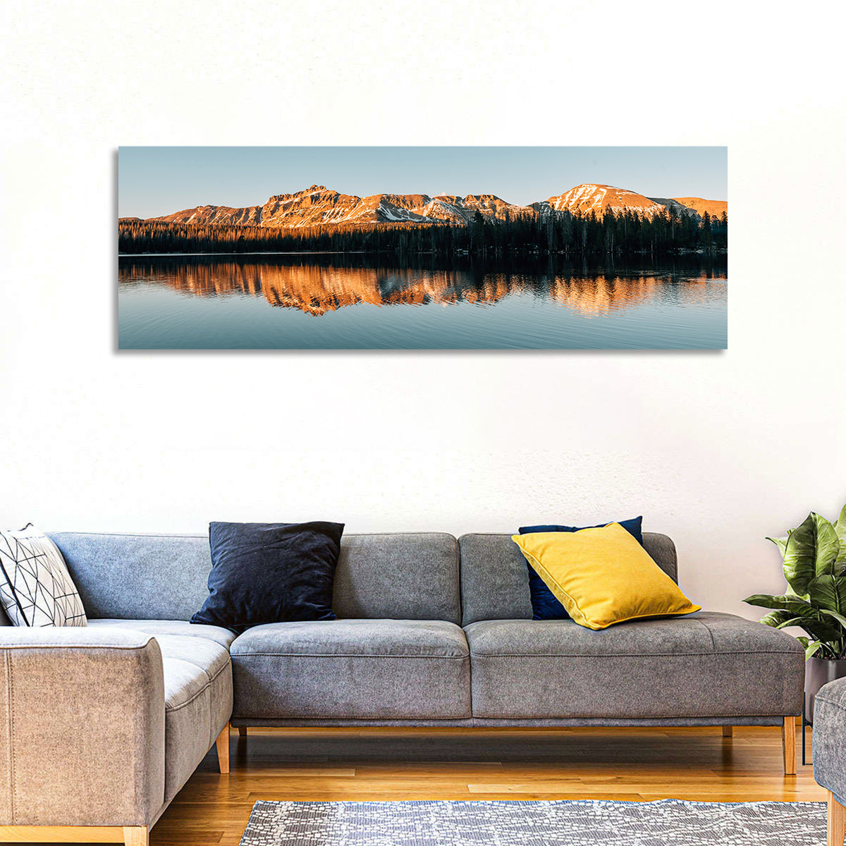 Mirror Lake Reflection, Uinta Mountains Wall Art in a room, panoramic