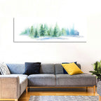 Misty Pine Forest Watercolor Wall Art