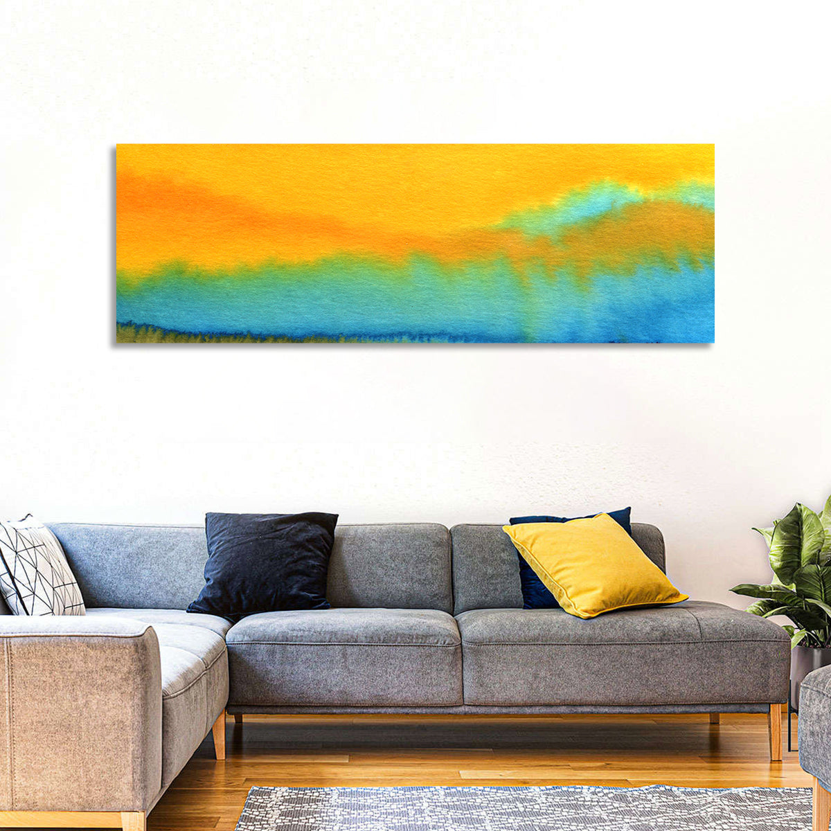 Sunset Horizon Watercolor Wall Art