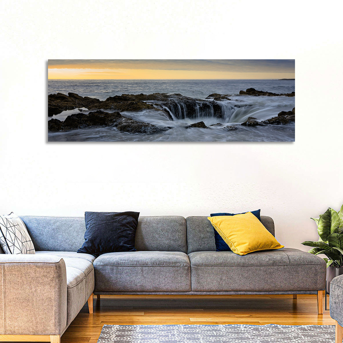 Thor's Well at Cape Perpetua Wall Art in a room, panoramic