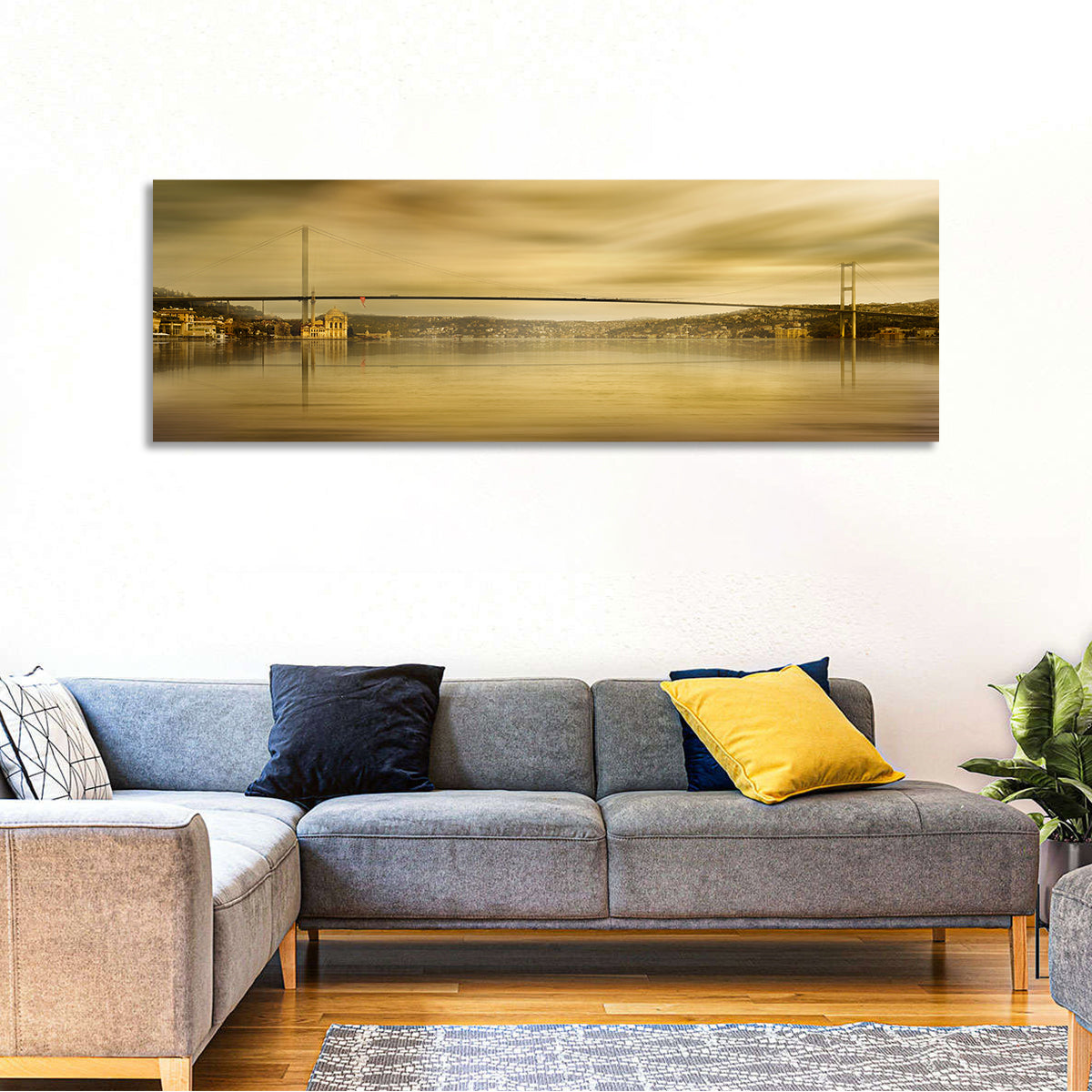 Bosphorus Bridge at Ortakoy Wall Art in a room, panoramic