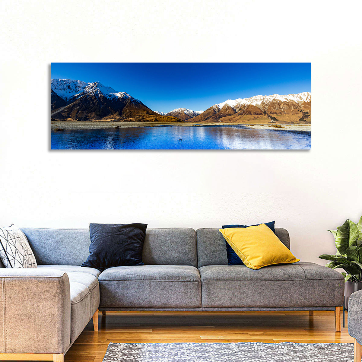 Hopkins River Reflection Wall Art in a room, panoramic