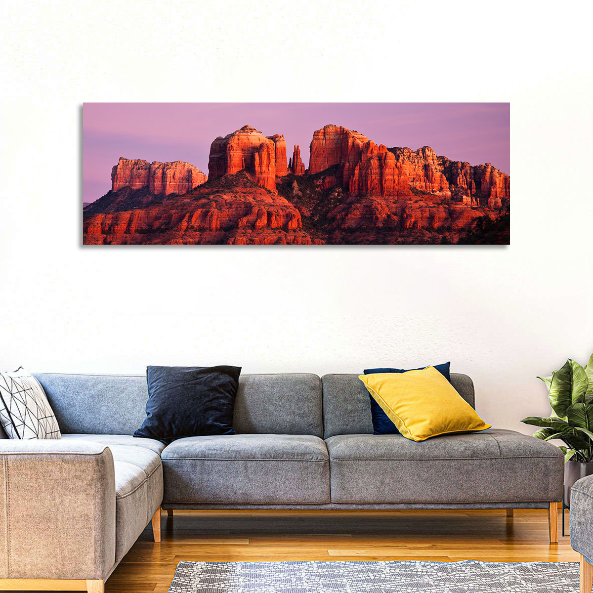 Cathedral Rock Sunset, Sedona Wall Art in a room, panoramic
