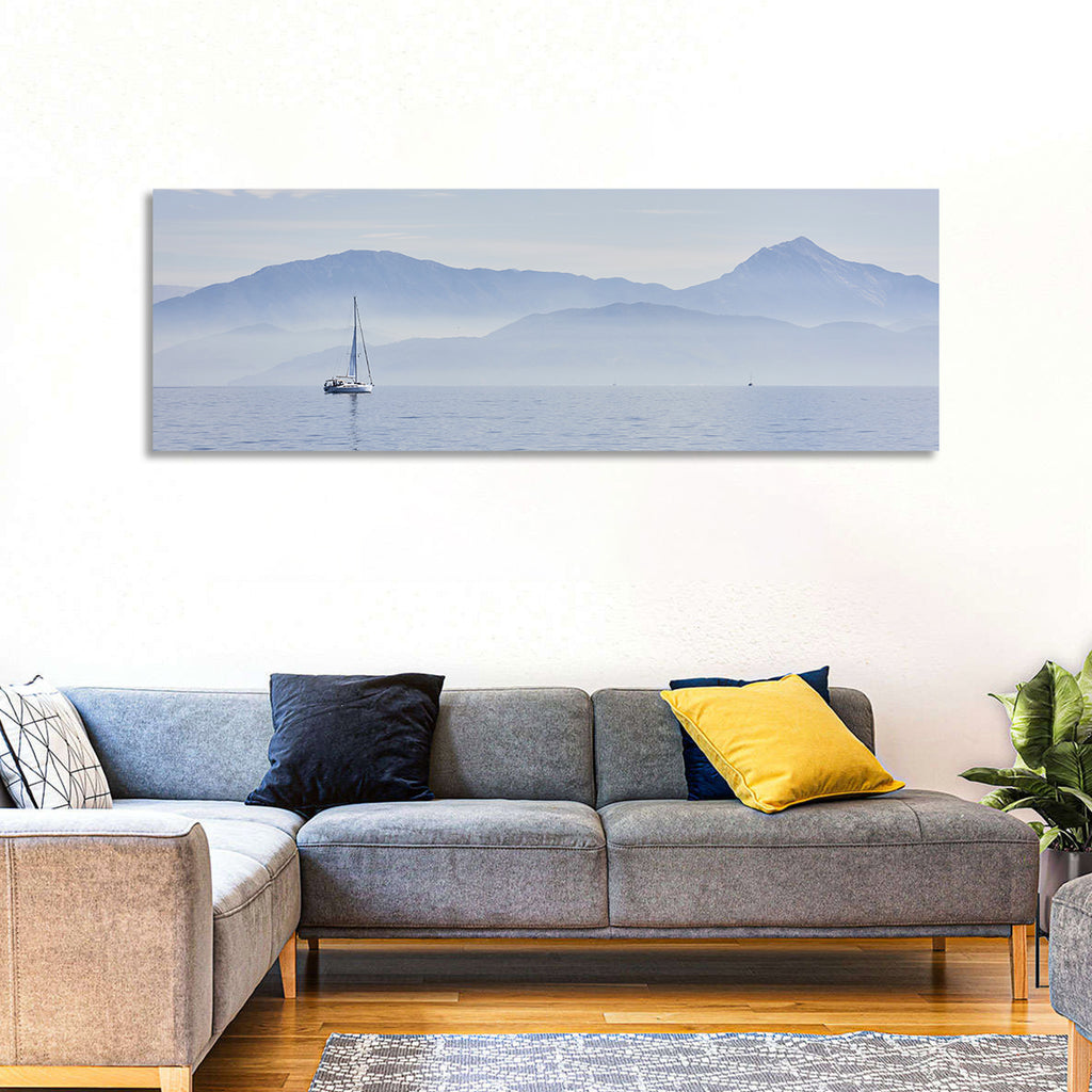 Sailboat and Misty Mountains Wall Art