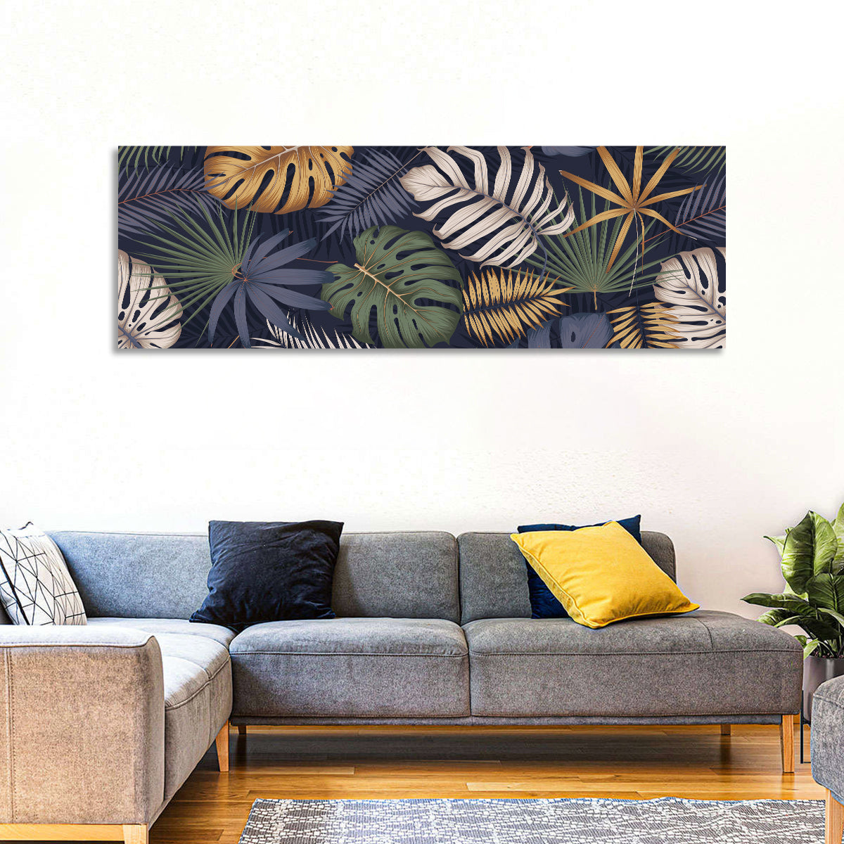 Layered Tropical Leaves Pattern Wall Art