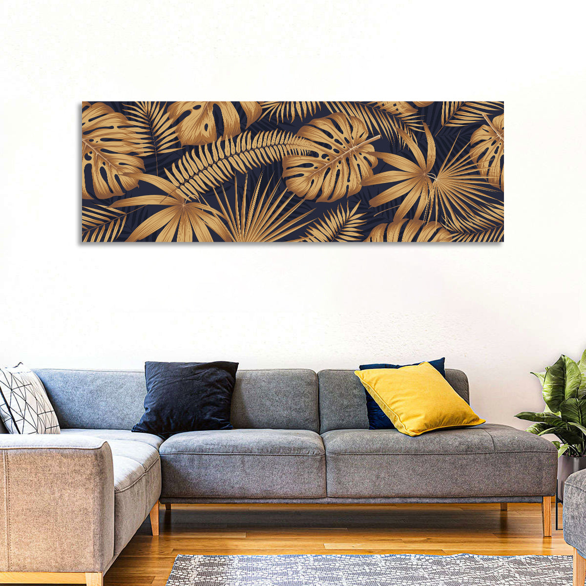 Golden Tropical Leaves Wall Art
