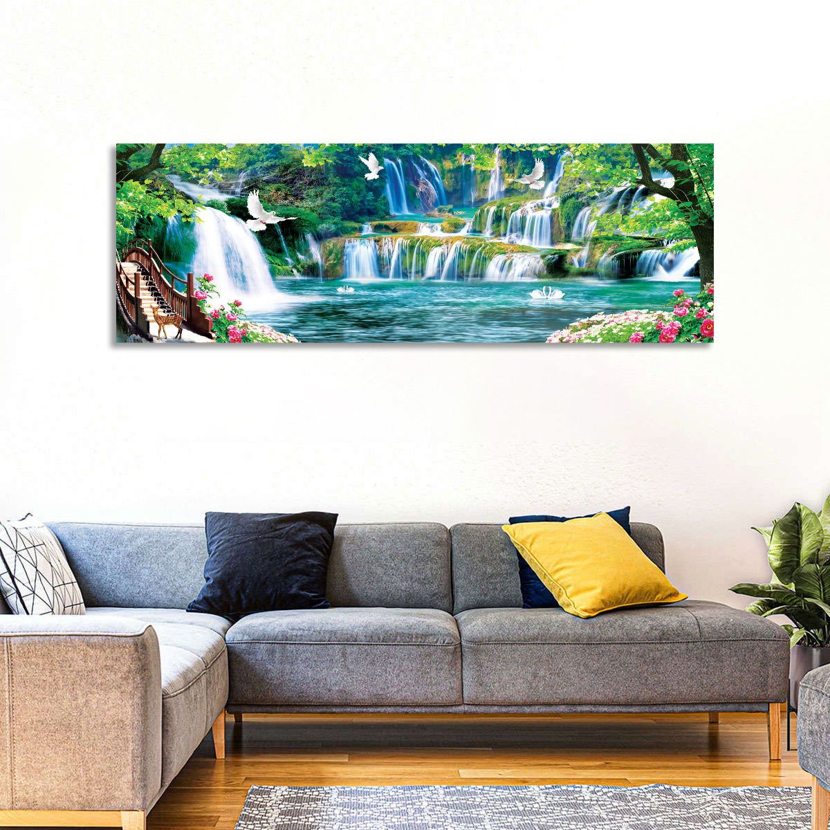 Heavenly Waterfall Scene Wall Art