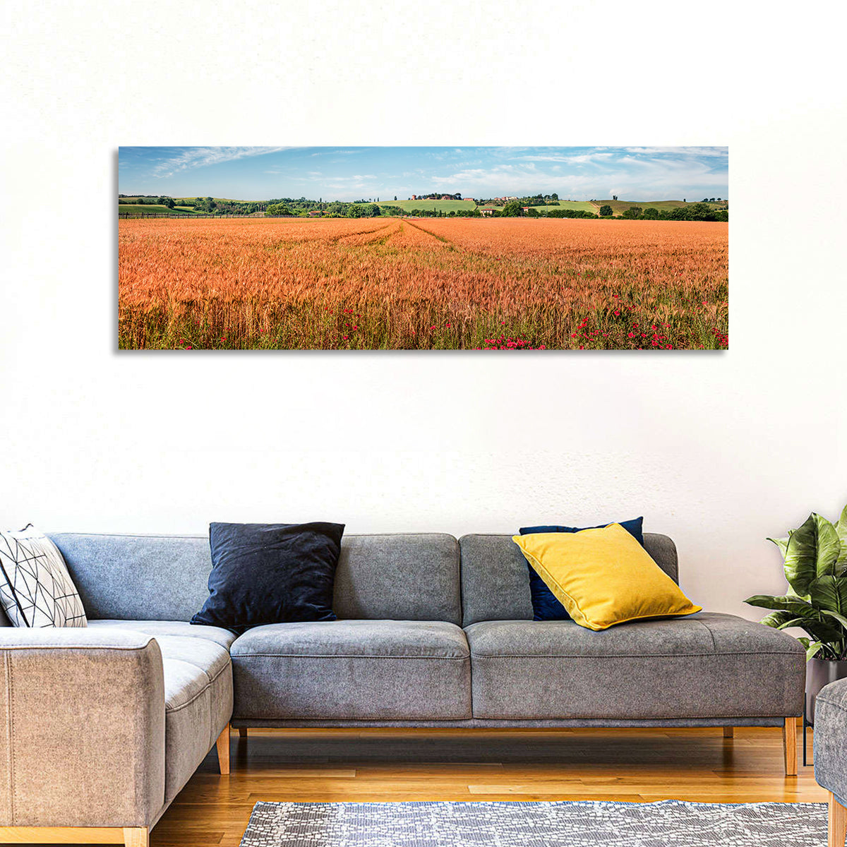 Golden Wheat Field with Poppies Wall Art