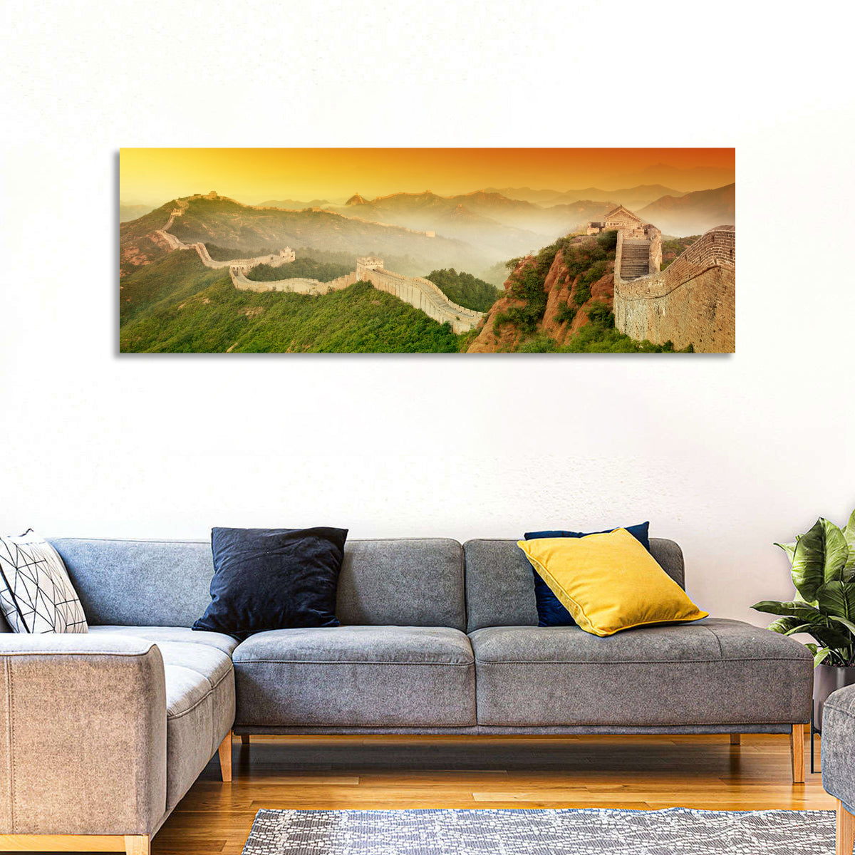 Great Wall of China Wall Art in a room, panoramic