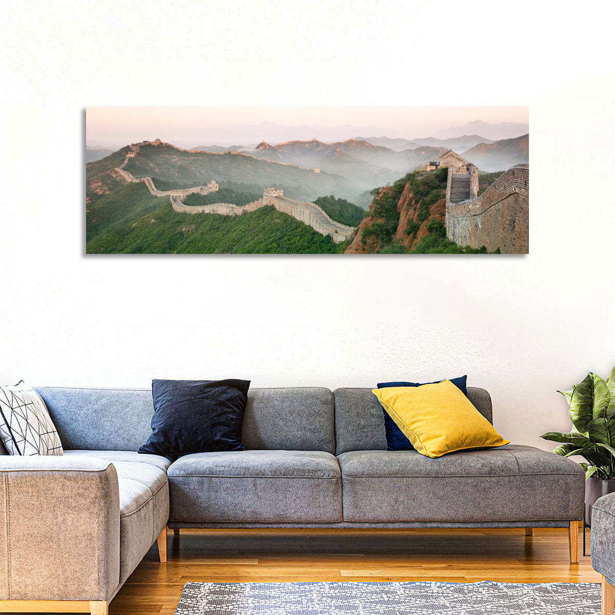 Great of China at Dawn Wall Art in a room, panoramic