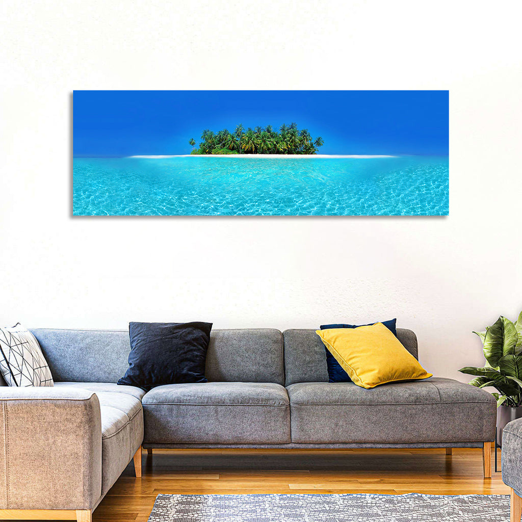 Turquoise Atoll Sandbar with Palm Trees Wall Art