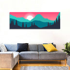 Turquoise and Pink Mountain Sunset Wall Art
