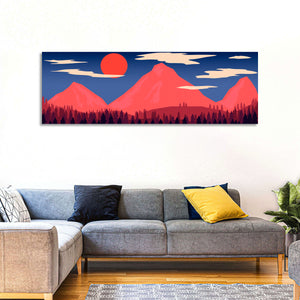 Red Sun and Mountains Wall Art