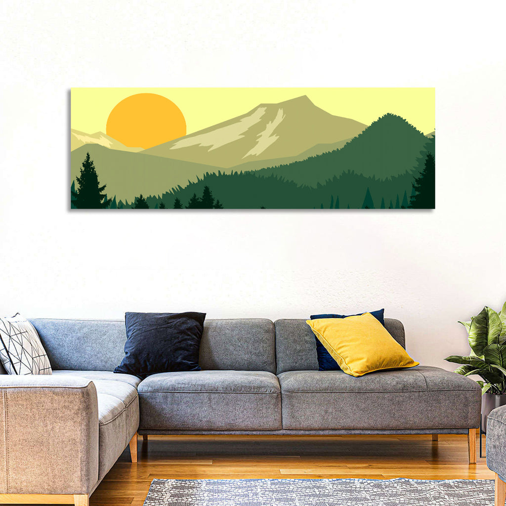 Sunset Over Green Mountains Wall Art
