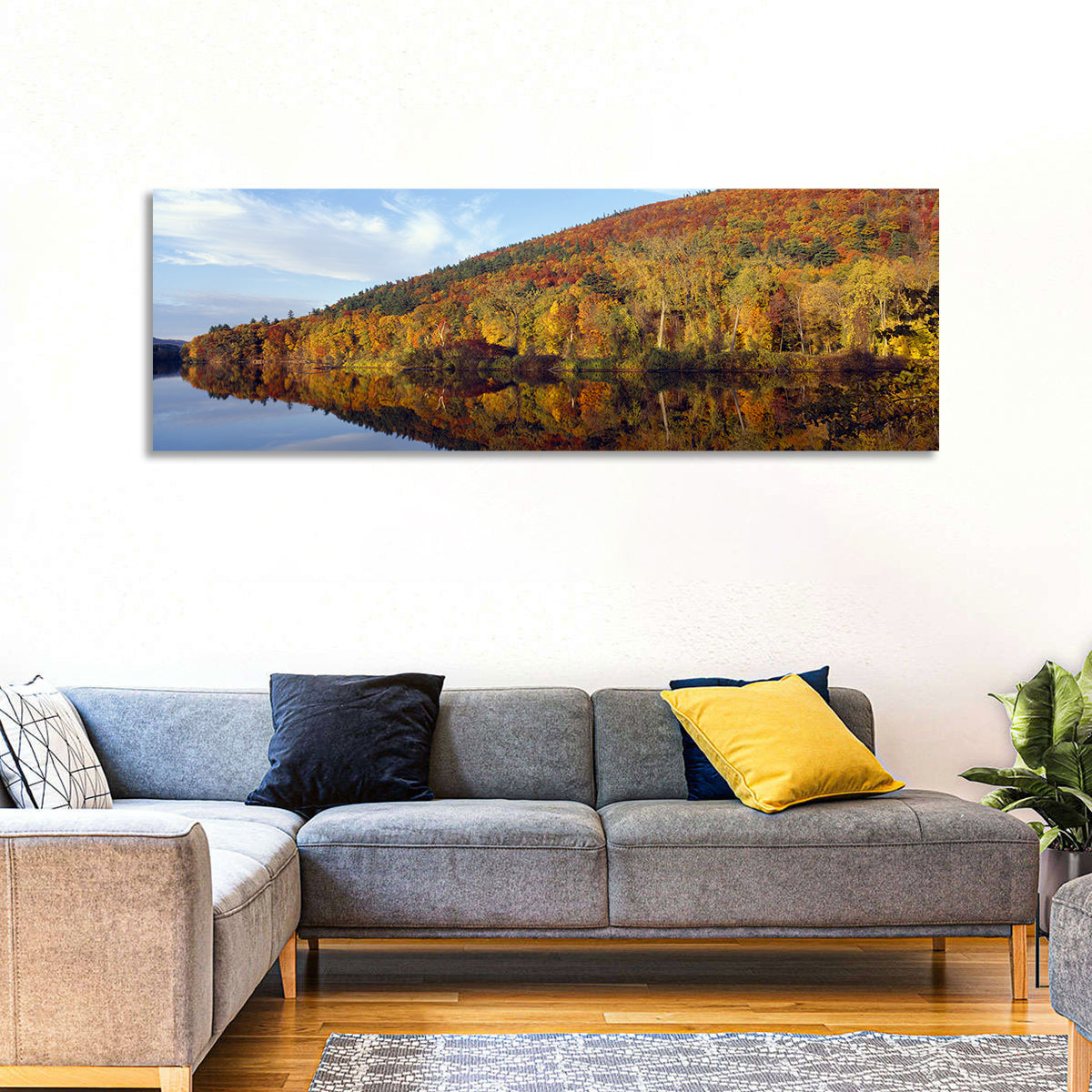 Connecticut River Wall Art in a room, panoramic