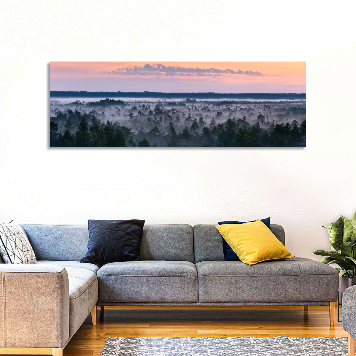 Estonian Misty Pine Landscape Wall Art