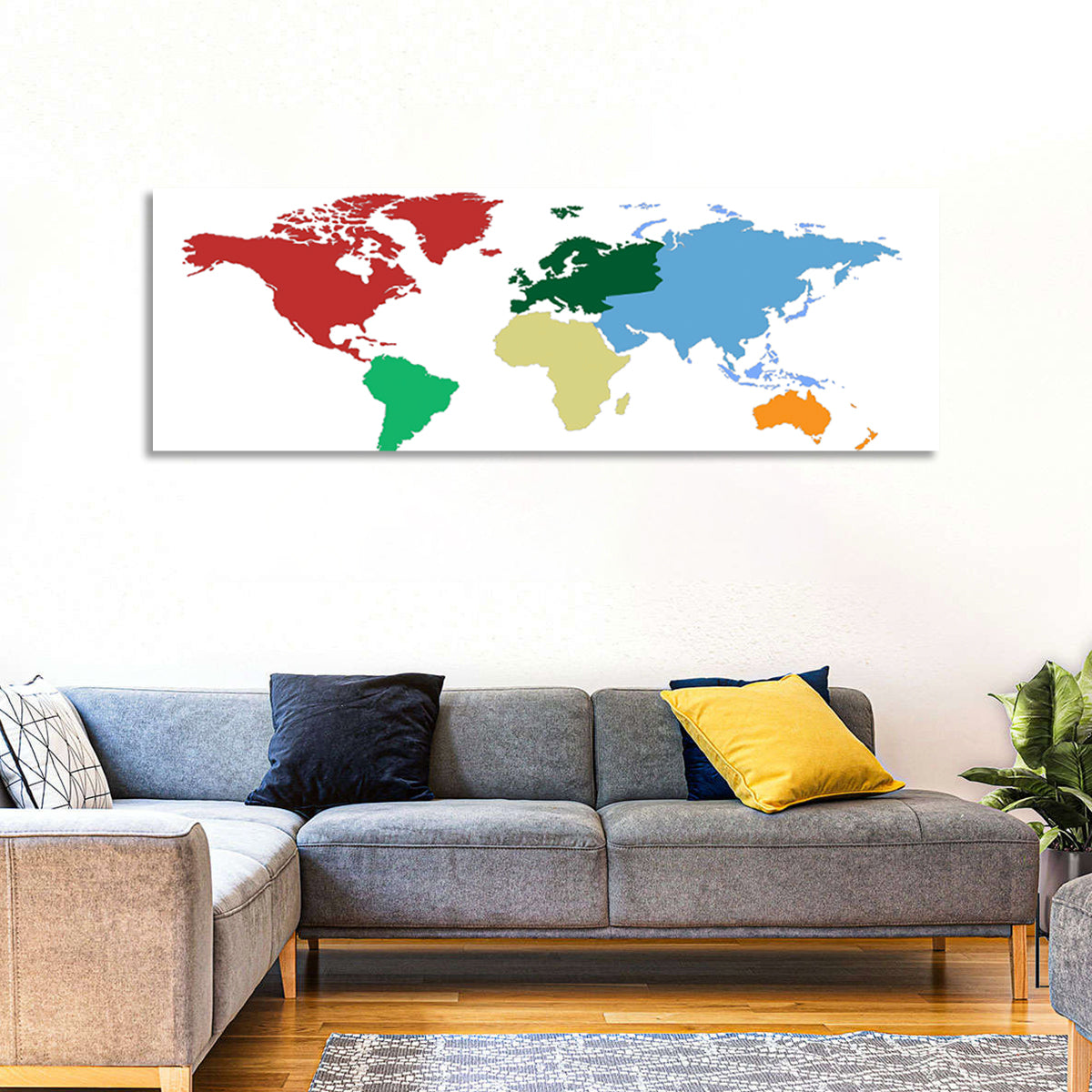 World Continents Map Wall Art