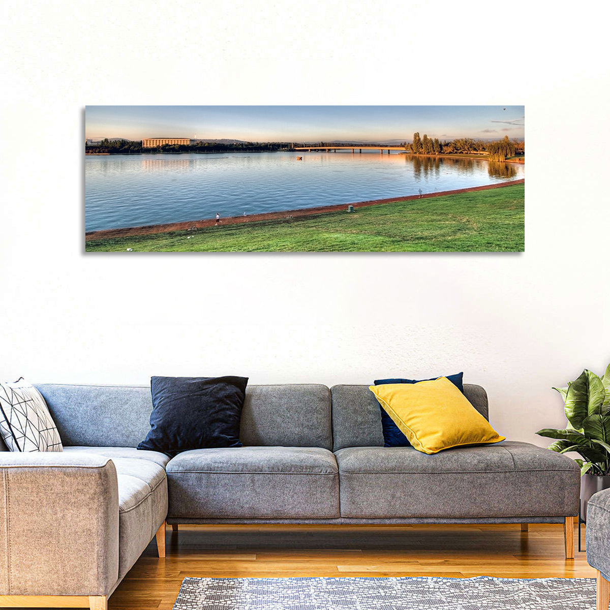 Lake Burley Griffin, Canberra Wall Art in a room, panoramic