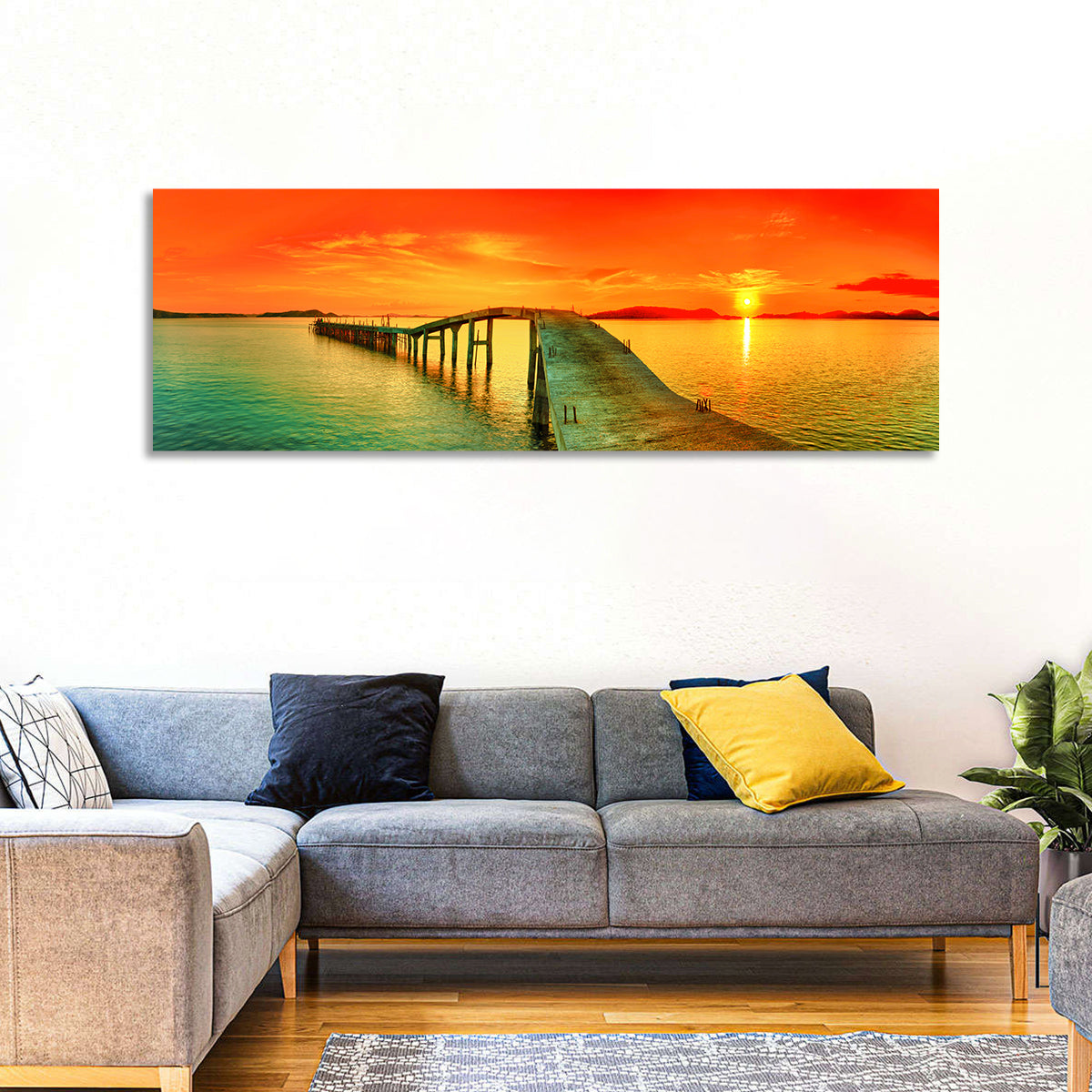 Sea Pier Sunset Wall Art