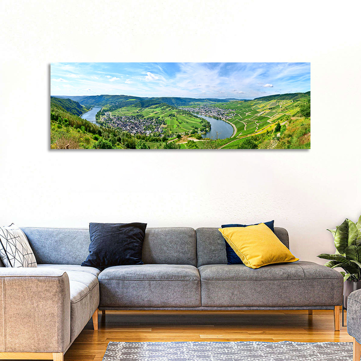 Moselle River at Bernkastel-kues Wall Art in a room, panoramic