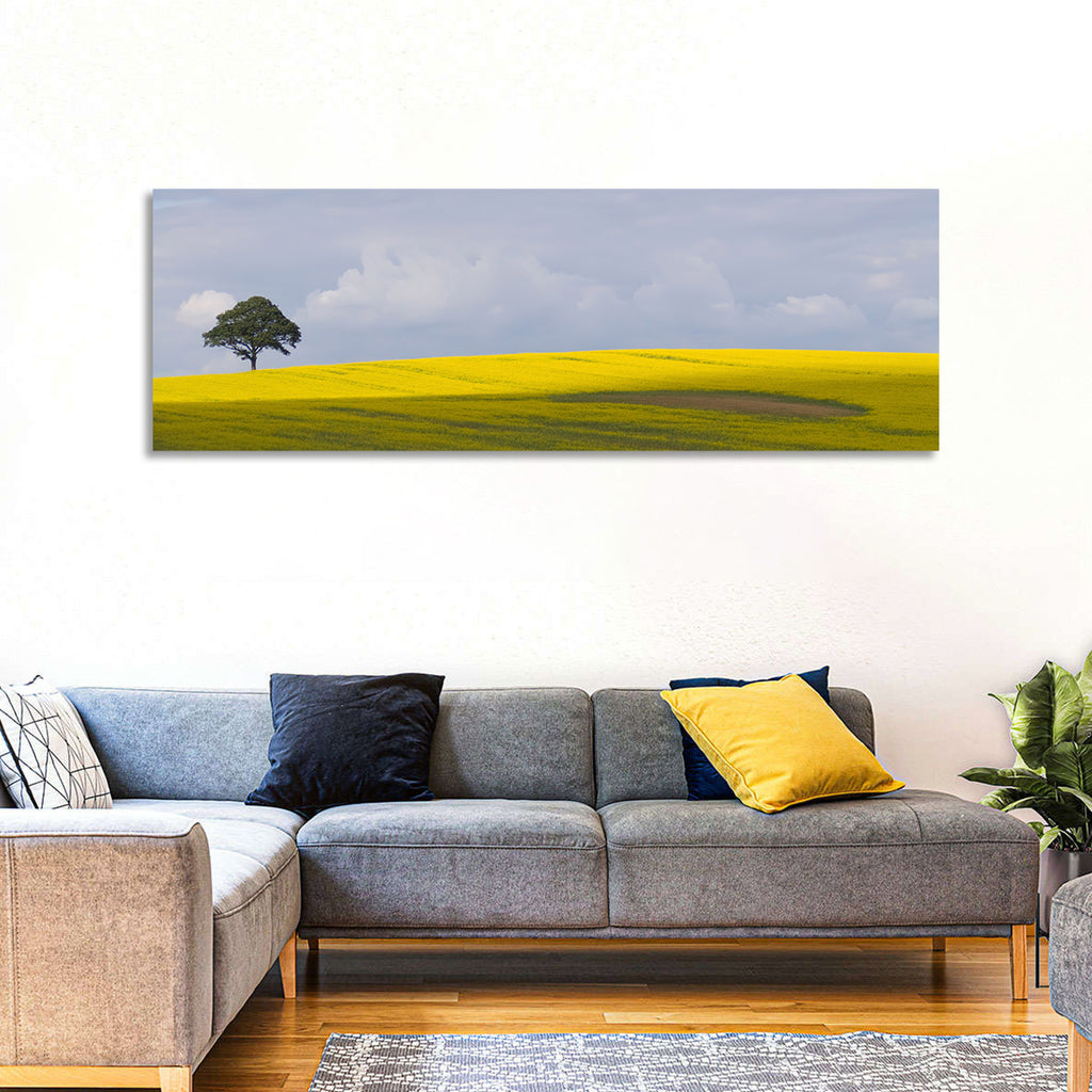 Solitary Tree Over Rapeseed Field Wall Art