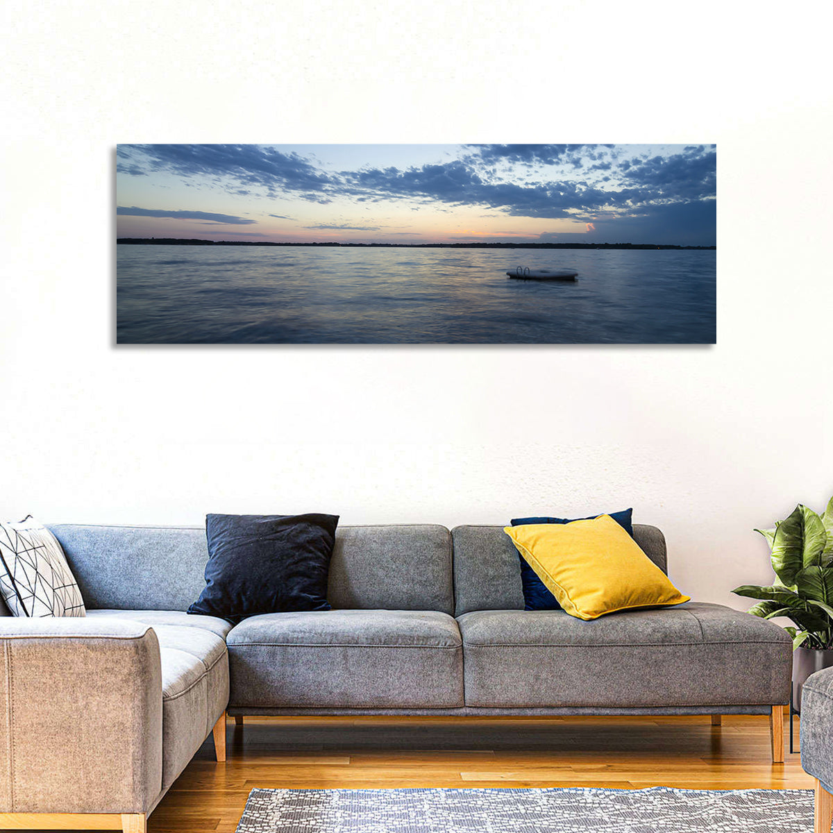 Lake Okoboji at Twilight Wall Art in a room, panoramic