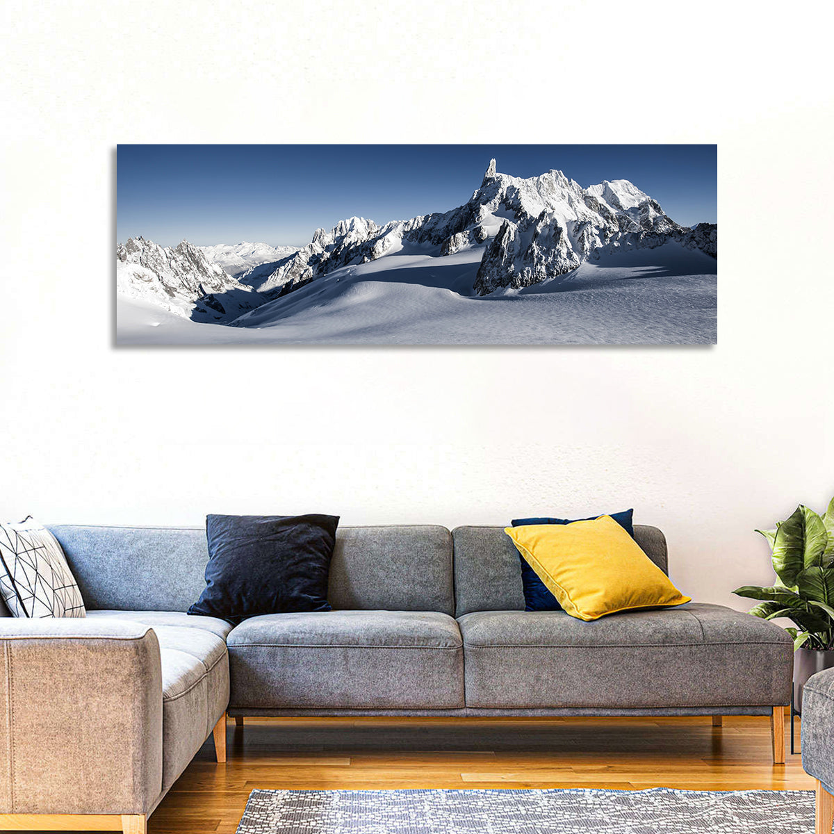 Mont Blanc Vista Wall Art in a room, panoramic