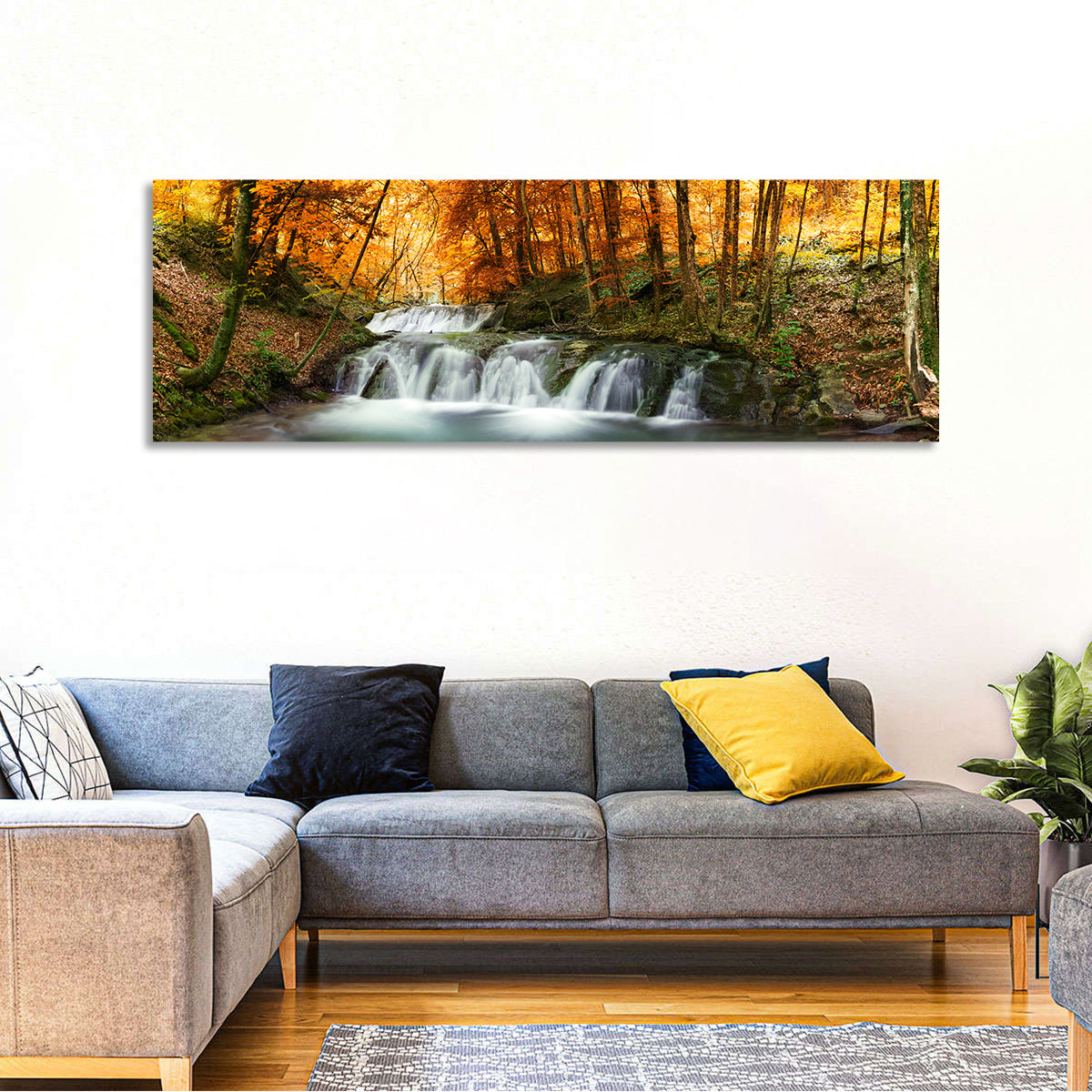 Autumn Forest Waterfall Wall Art