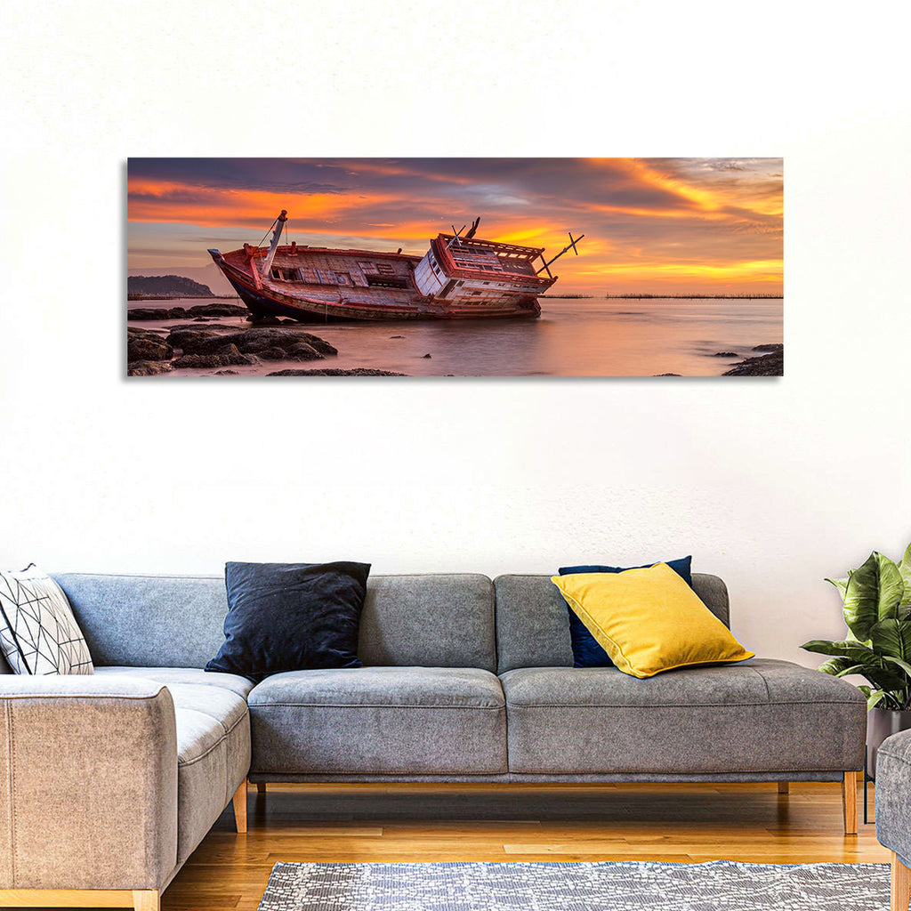 Shipwreck at Sunset Wall Art