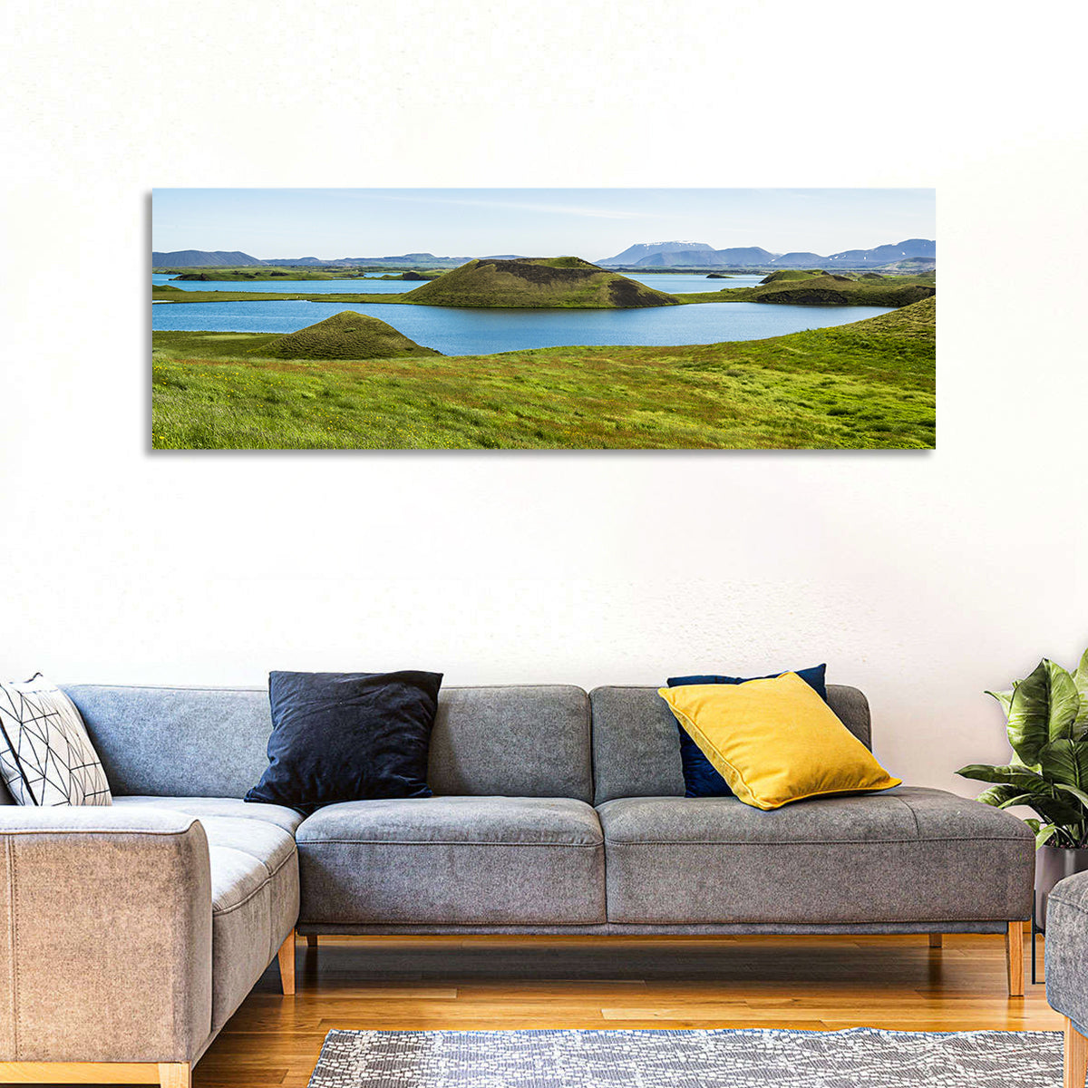 Mývatn Pseudocraters Wall Art in a room, panoramic