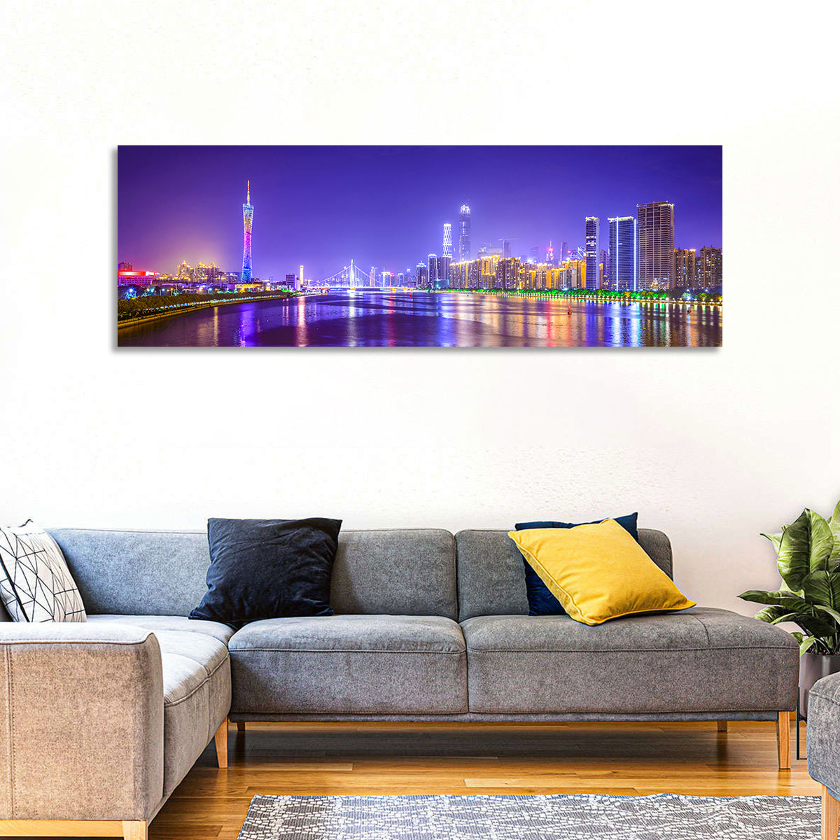 Guangzhou Skyline Night Over Pearl River Wall Art