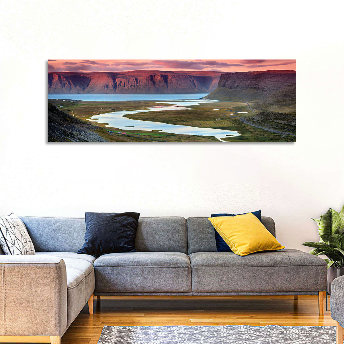 Westfjords Dusk, Iceland Wall Art in a room, panoramic