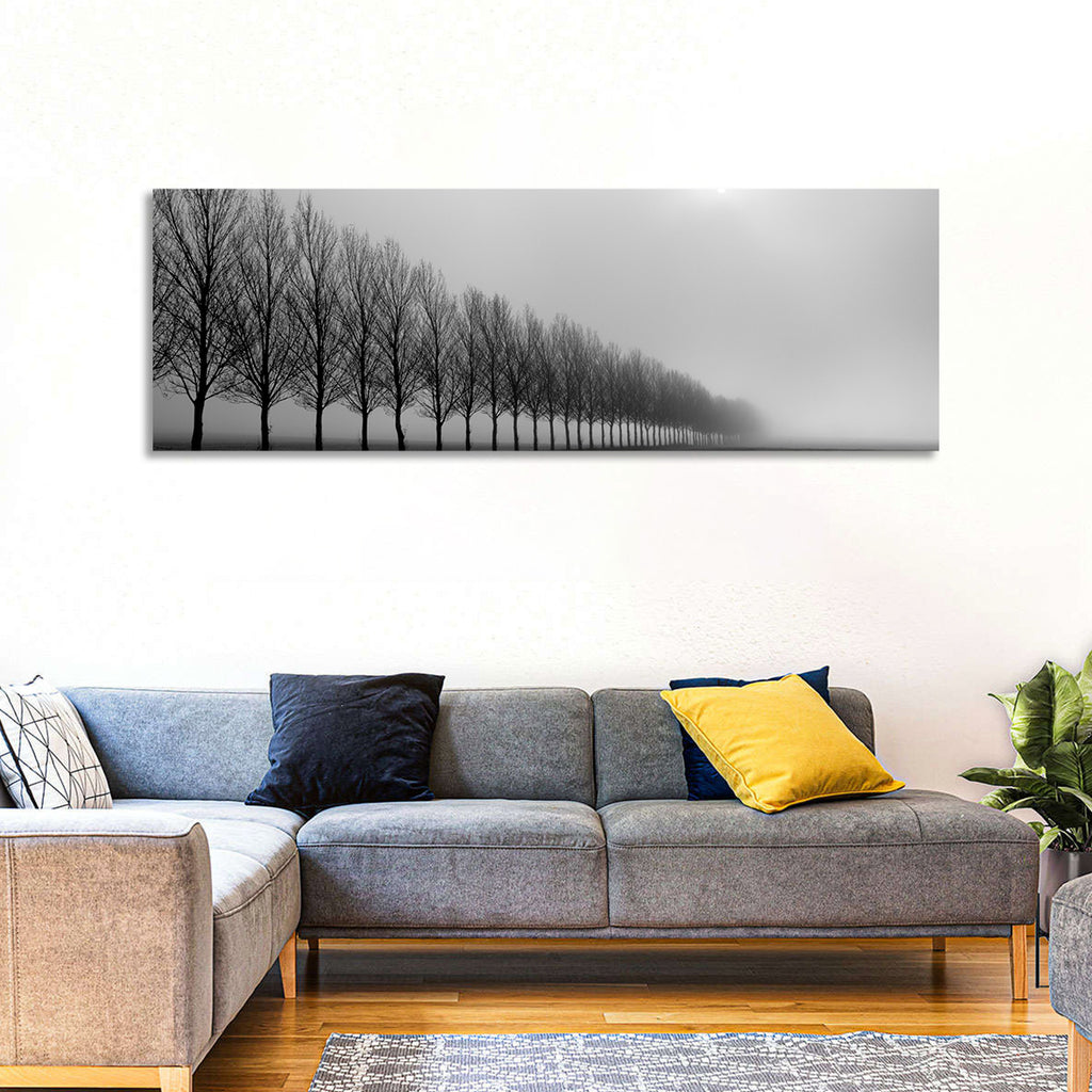 Misty Row of Bare Trees Wall Art