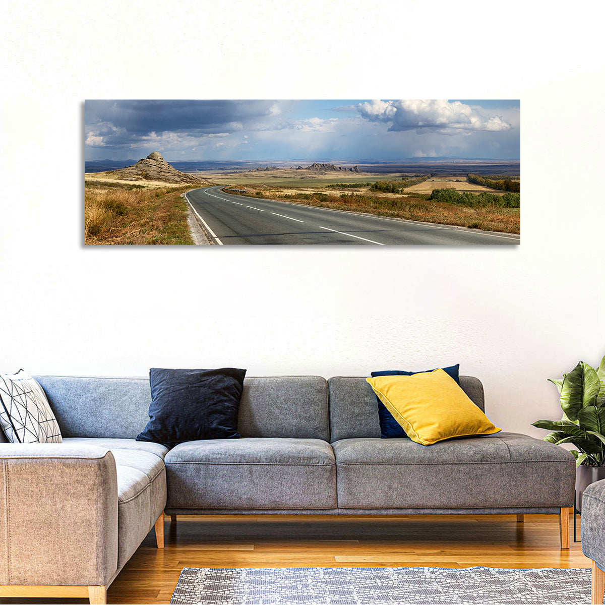East Kazakhstan Road Wall Art in a room, panoramic