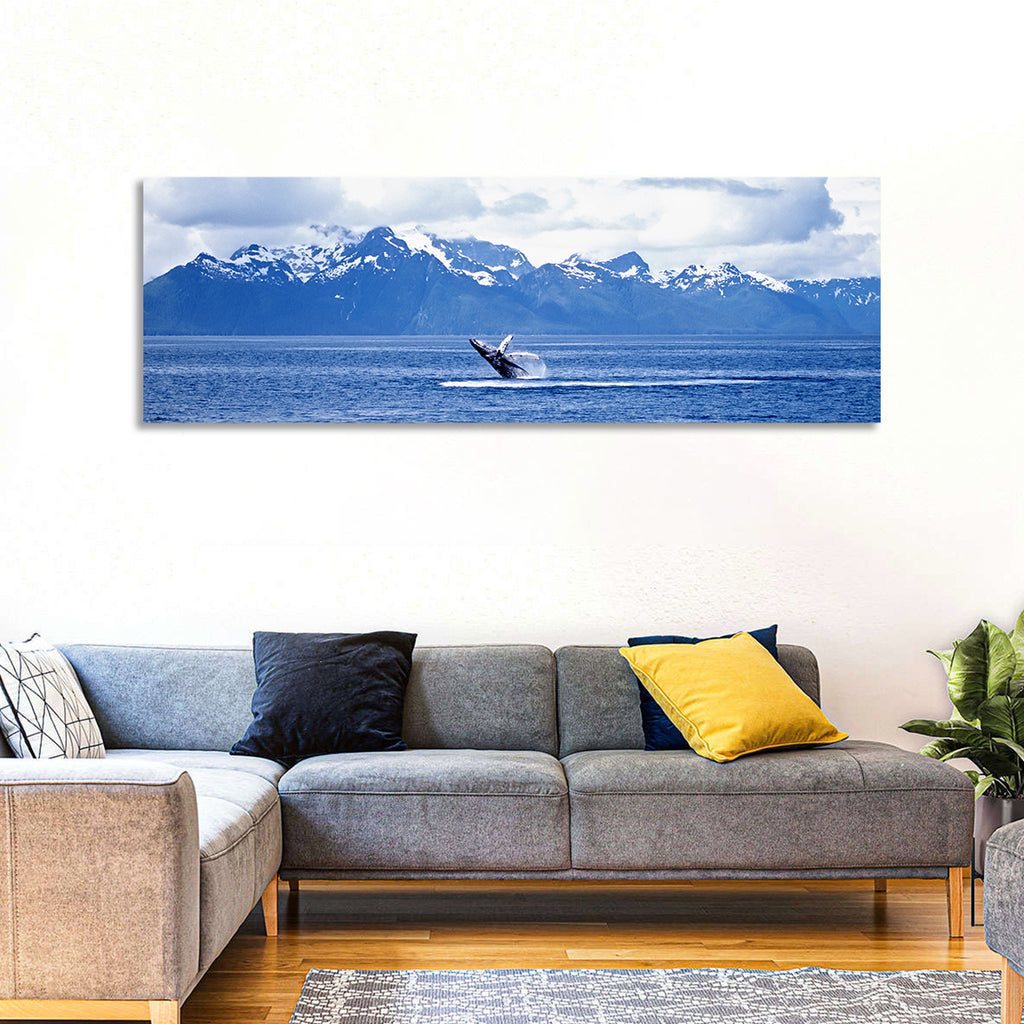 Humpback Whale with Snow Capped Mountains Wall Art