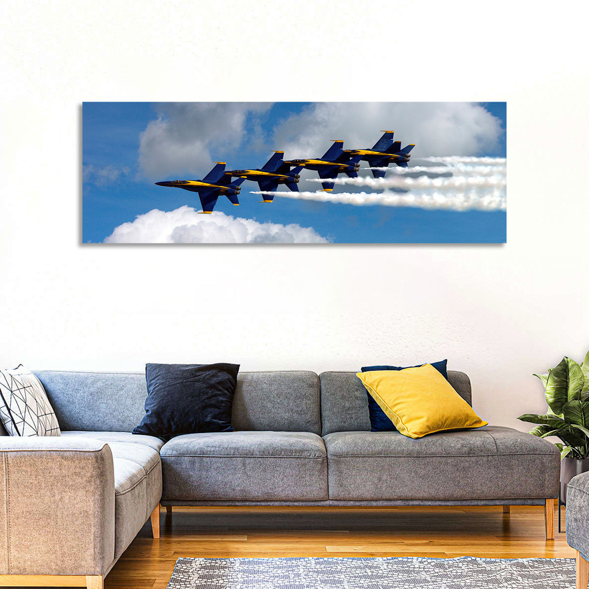 Blue and Gold Fighter Jets Wall Art