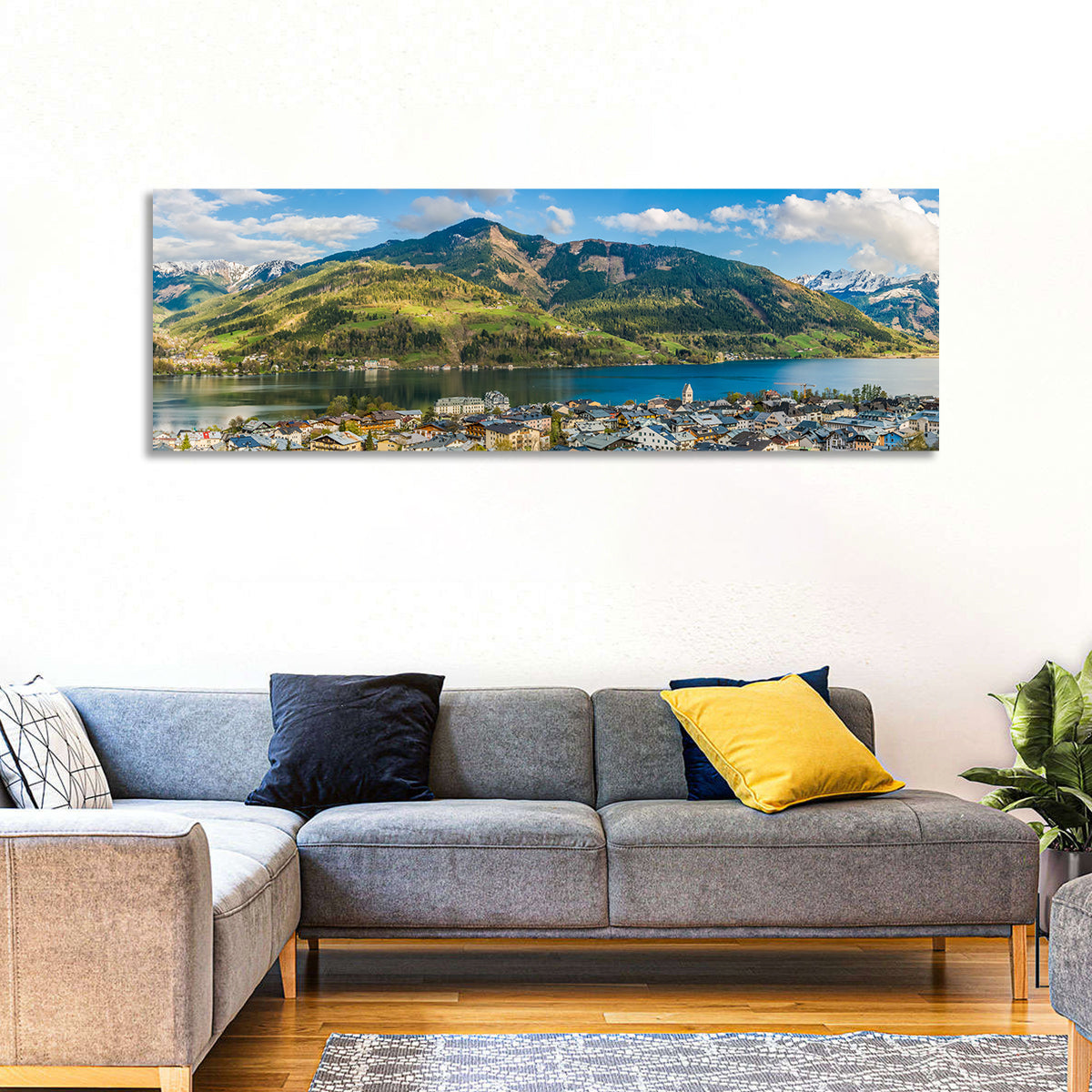 Zell Am See Lake View Wall Art in a room, panoramic