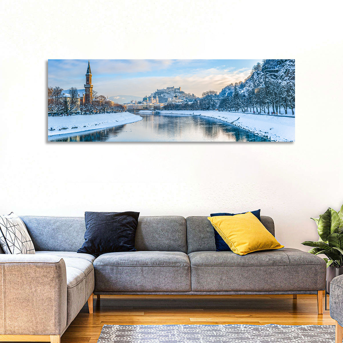 Salzach River, Salzburg Wall Art in a room, panoramic